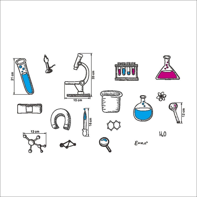 BIBITIME Science Laboratory Wall Decals Vinyl Chemical Element Tool Stickers for School Classroom Nursery Bedroom Children Student Study Teens Kids Room Decor DIY Home Art Decorations - Image 2